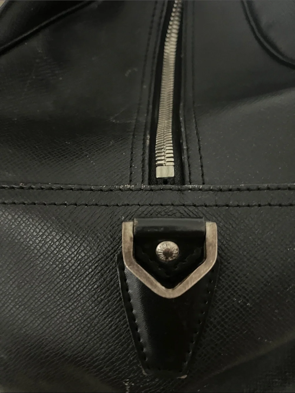 Louis Vuitton Black Leather Travel Duffle Bag